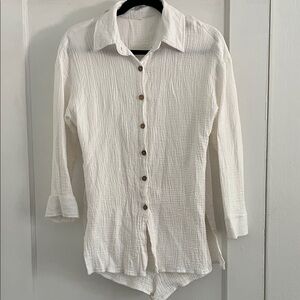 Elegant Gauzy Button-Up Romper